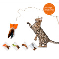 2018 mejores fuentes del gato Bell Interactive Cat Toy Nature Felt Feather Teaser